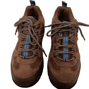 EUC Nevados Hiking Shoes Leather Suede Brown and Light Blue Waterproof Size 7
